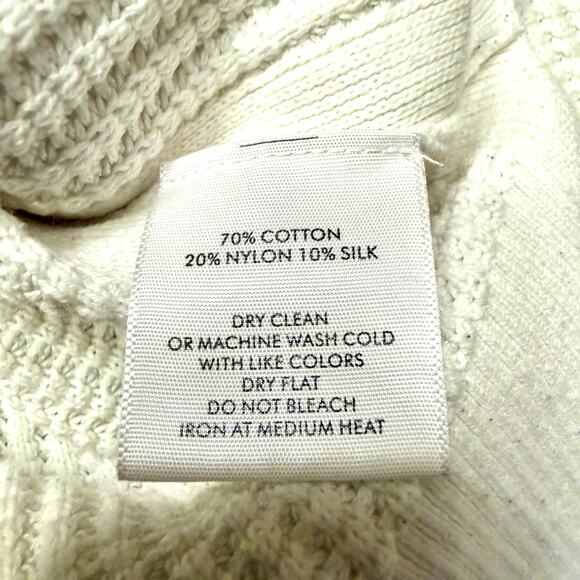 Leallo Newburyport Waffle Knit Crewneck Sweatshirt Size M Bone Cozy Pullover VGC - Picture 7 of 7